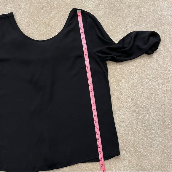 The Limited Black Blouse Womens Large Ruffle Bow Three Quarter Sleeve Scoop Neck - Picture 6 of 8